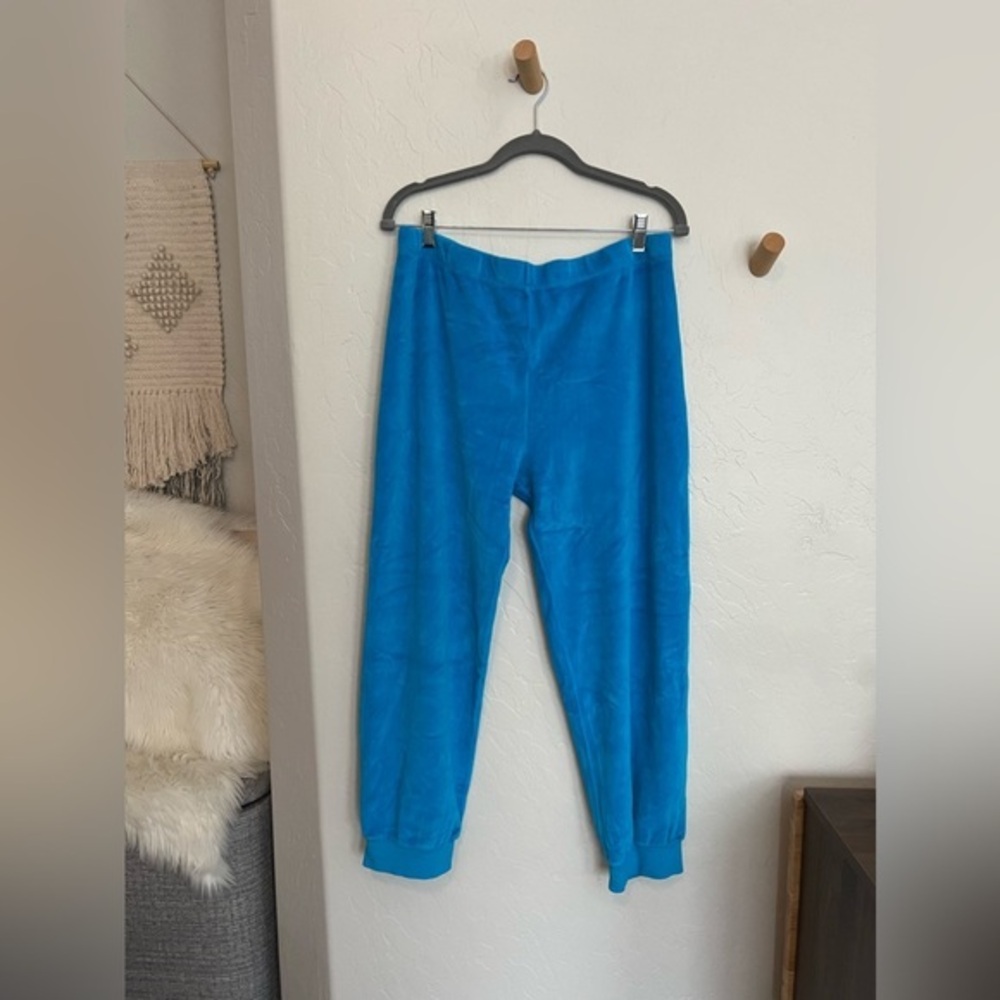 NWT Suzie Kondi slim track pants in turquoise Hawaiian Ocean cotton velour XL